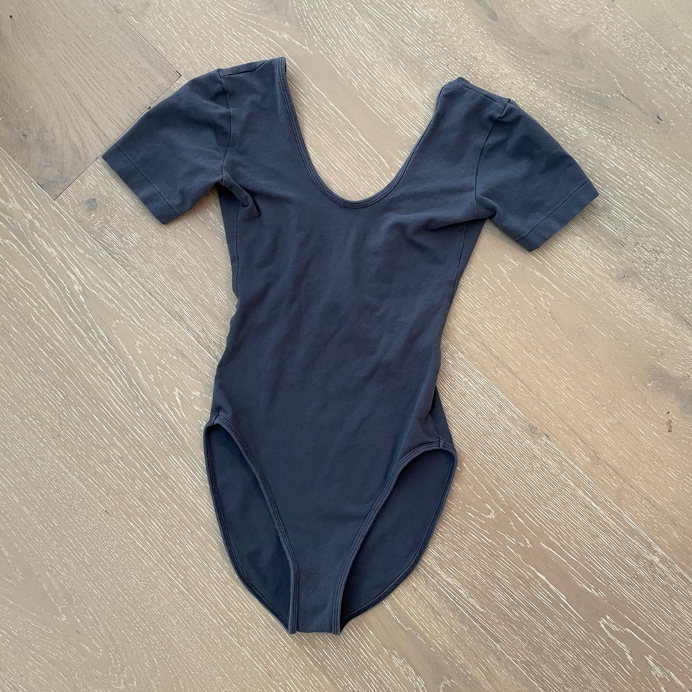 Cotton Spandex Short Sleeve Scoop Back Bodysuit